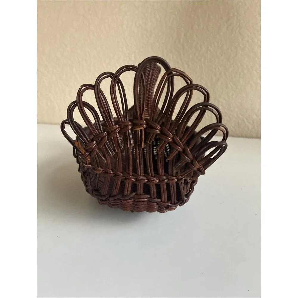 Vintage Turkey Wicker Basket Thanksgiving Cottage Fall Family Boho Feast